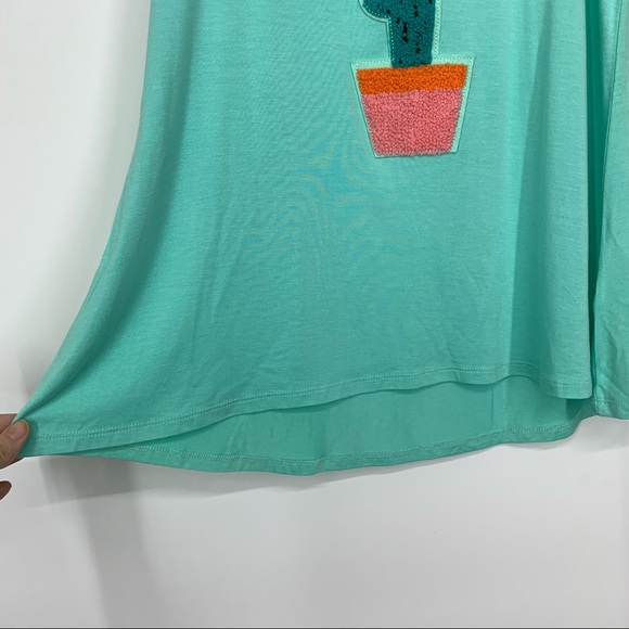 Cupio Mint Green Bucle Embroidered Cactus Graphic Tank Top New Nwt Size Small - Picture 5 of 12